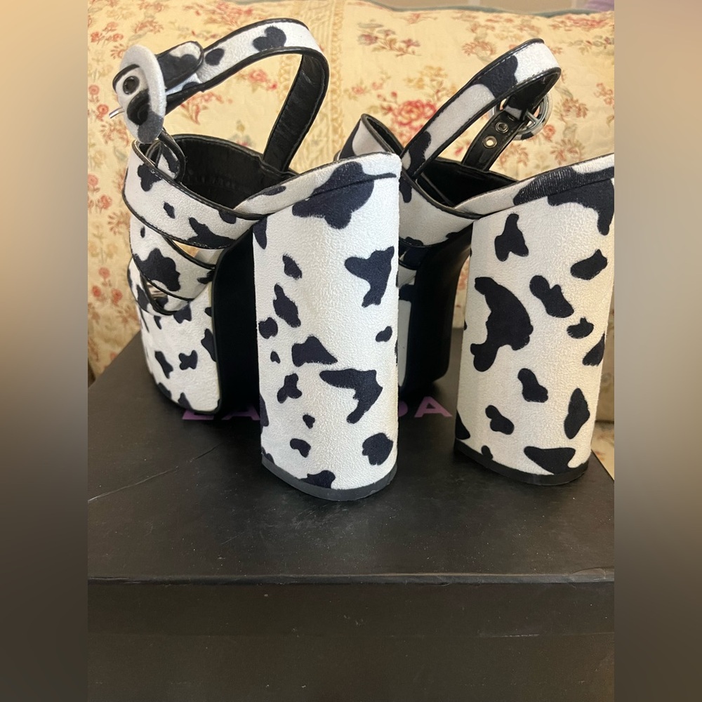Lamoda On Vacay Chunky Platform Sandals in Cow Print New! - Picture 10 of 11